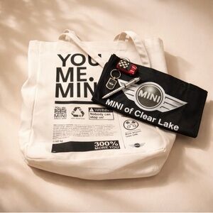 MINI Cooper White and Black Tote Bag Set Branded Promo Lot Accessory Set